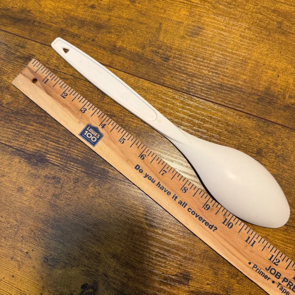Texas Rib Kings BBQ Catering White Plastic Mixing Spoon 11.5